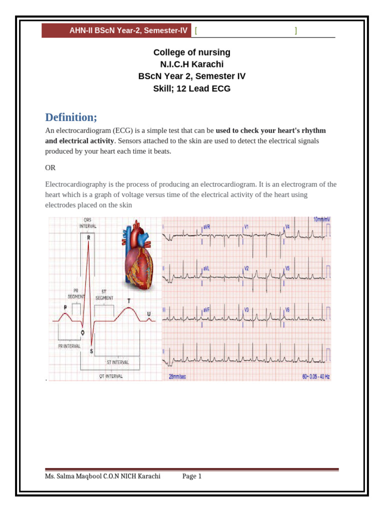 12-Lead ECG Procedure Guide | PDF | Electrocardiography ...