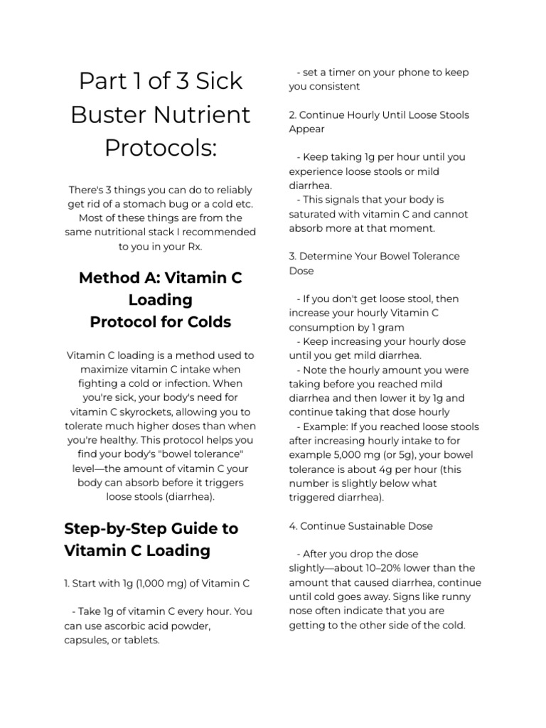 Method A - Vitamin C Cold Buster Protocol | PDF | Vitamin C | Diarrhea