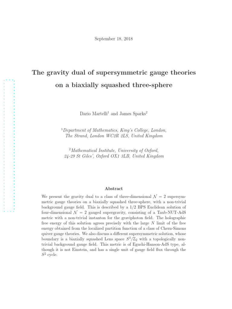 MartelliSparks-2013-The Gravity Dual of Supersymmetric | PDF | Gauge ...