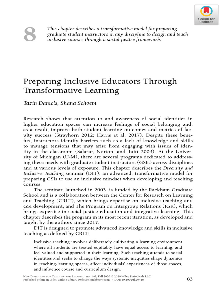 Preparing Inclusive Educators Through Tr Pdf Learning Pedagogy