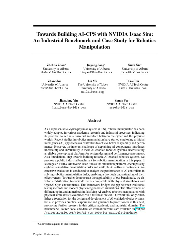 Towards Building AI-CPS With NVIDIA Isaac Sim An I | PDF | Artificial ...