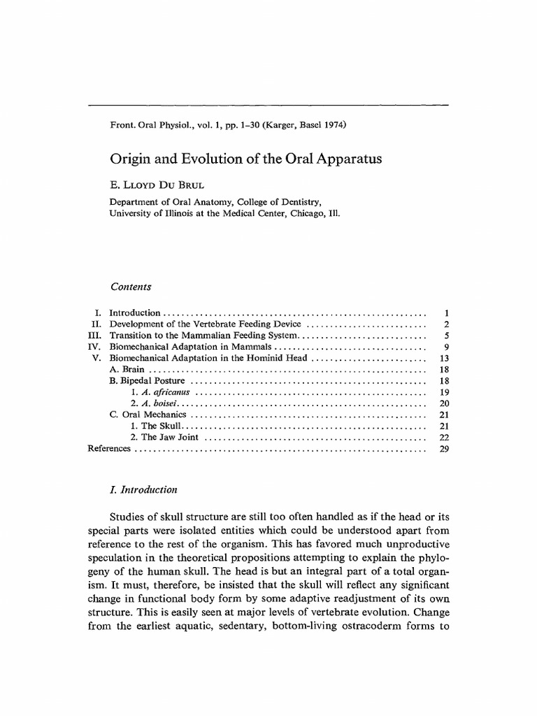 Evolution of the Oral Apparatus | PDF | Skull | Jaw
