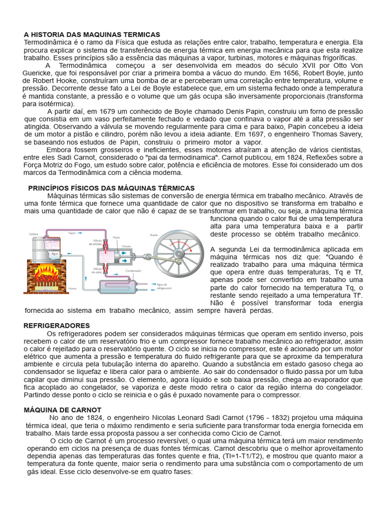 História das Máquinas Térmicas | PDF | Termodinâmica | Calor