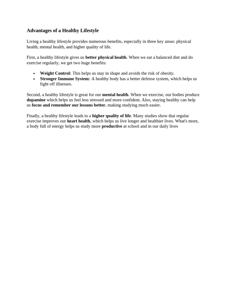 Advantages of A Healthy Lifestyle | PDF