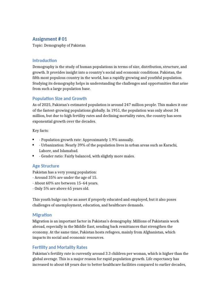 Demography of Pakistan | PDF | Pakistan | Demography