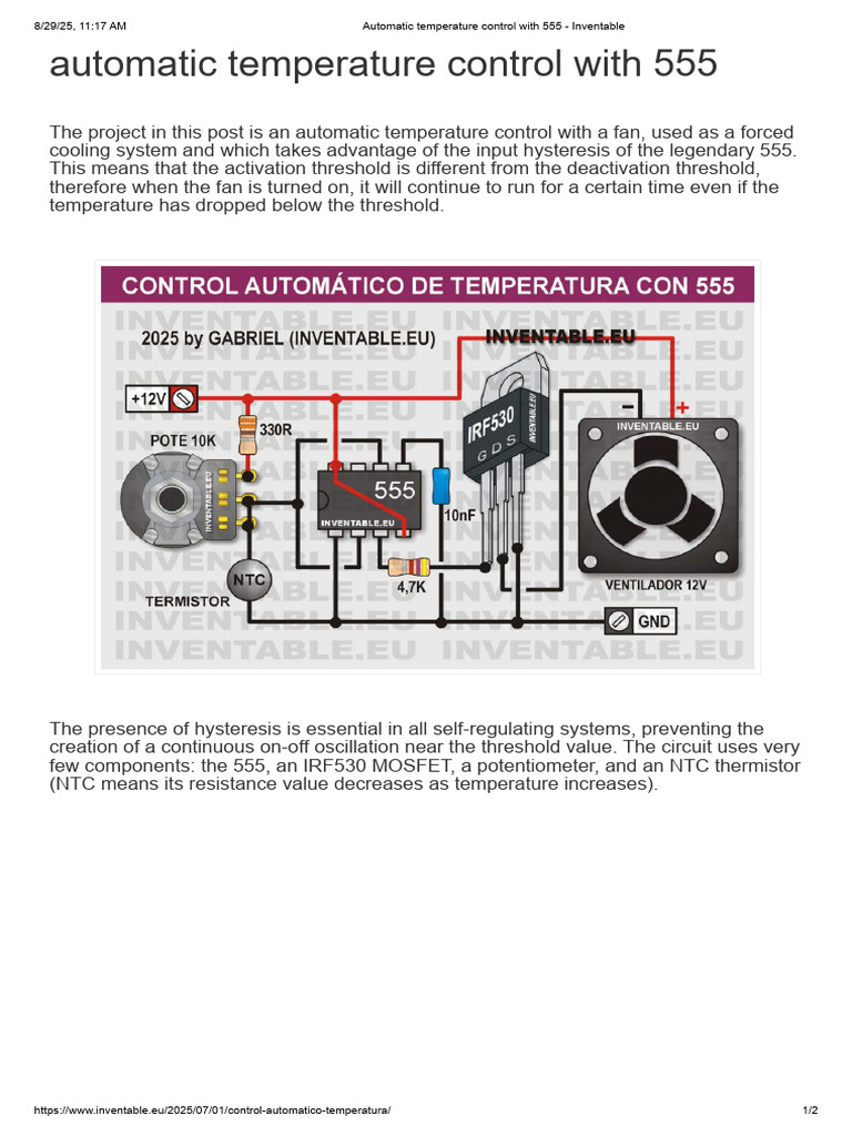 555-Based Automatic Temperature Control | PDF