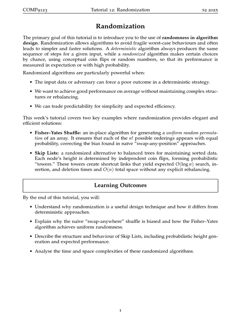 Randomization in Algorithm Design | PDF | Expected Value | Probability