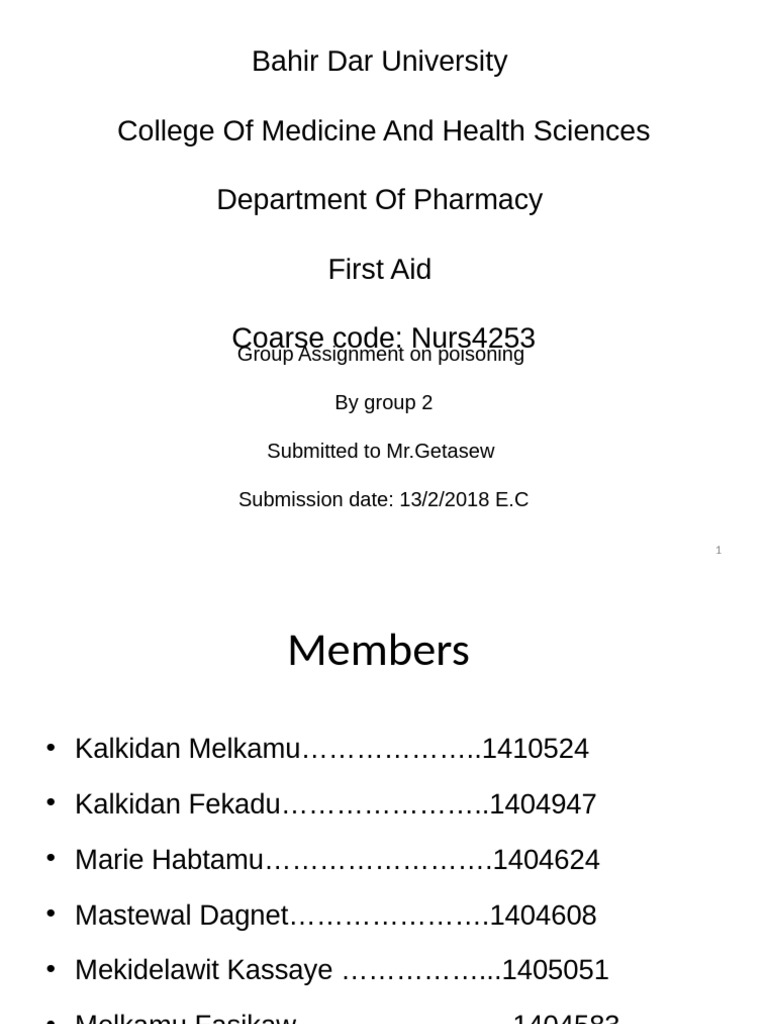 Group Assignment on Poisoning Management | PDF | Medical Specialties ...
