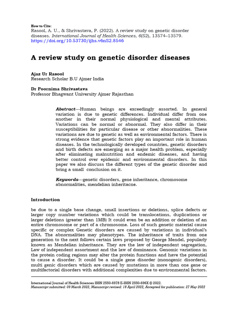 Genetic Disorders: Types and Causes | PDF | Genetic Disorder | Visual ...