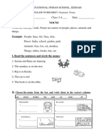 English Worksheets Class 1 Nouns Plurals Verbs Adjectives And