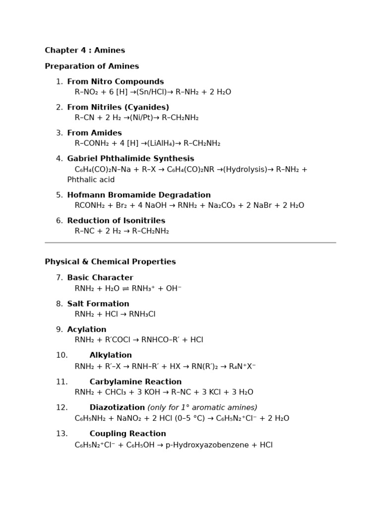 Amines: Preparation and Properties Guide | PDF