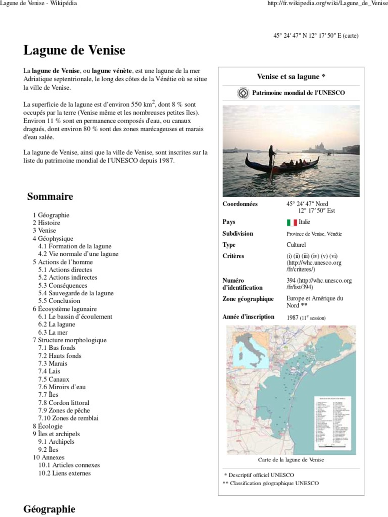 Lagune De Venise Wikipedia Pdf Hydrographie Geographie Physique