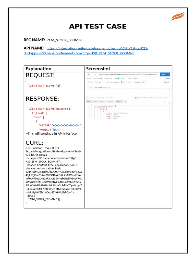 Test Case ZFM Stock Ecomm | PDF