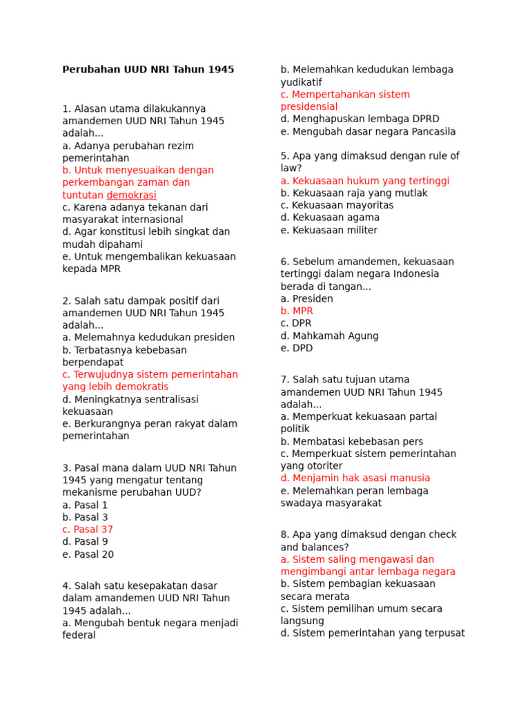 Amandemen UUD NRI 1945: Inti dan Dampak | PDF