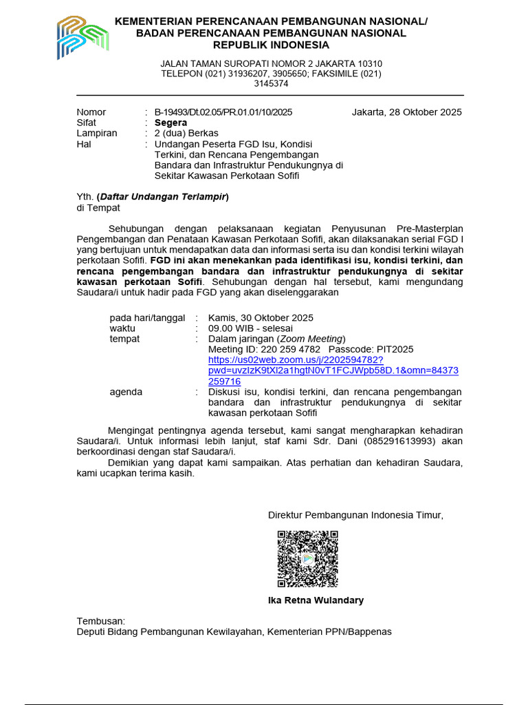 Undangan FGD Pengembangan Sofifi | PDF
