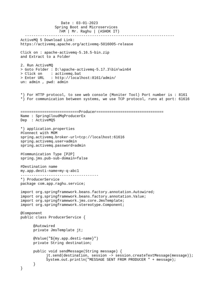 Spring Boot ActiveMQ Setup Guide | PDF | Network Protocols | Internet ...