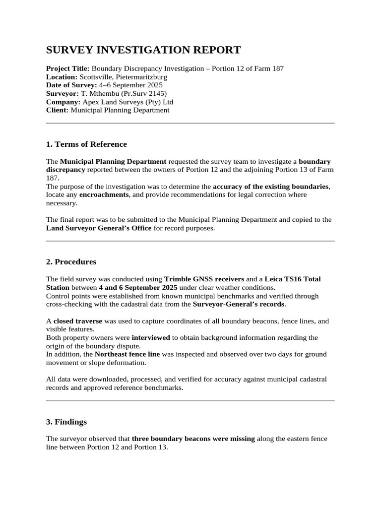Boundary Discrepancy Survey Report | PDF | Surveying