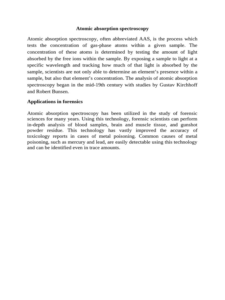 Atomic Absorption Spectroscopy in Forensics | PDF