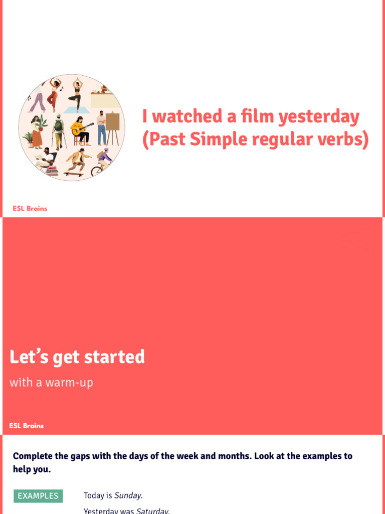 I Watched A Film Yesterday (Past Simple Regular Verbs) | PDF | Language ...