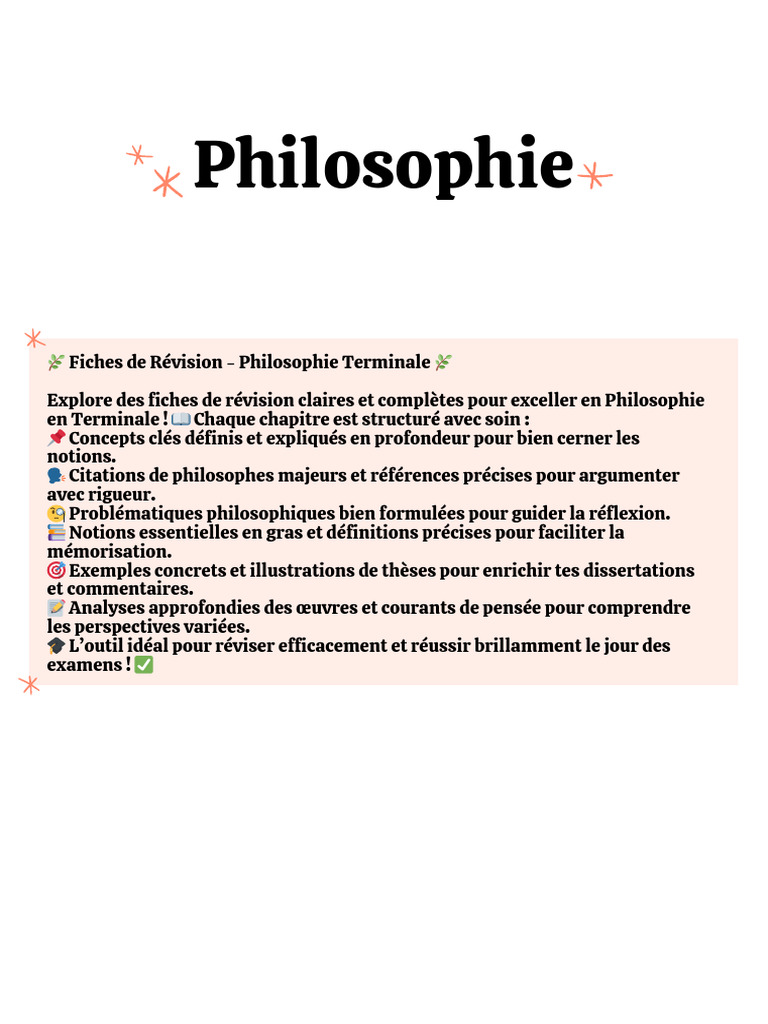 Fiches de Révision Philosophie Terminale | PDF | Vérité | Justice