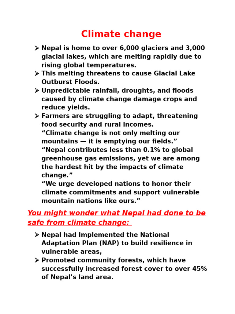 Nepal's Climate Crisis and India Relations | PDF | Climate Change | Climate