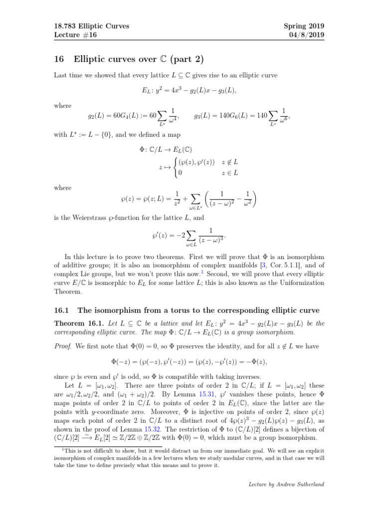 Elliptic Curves: Isomorphisms and j-Invariants | PDF | Mathematical ...