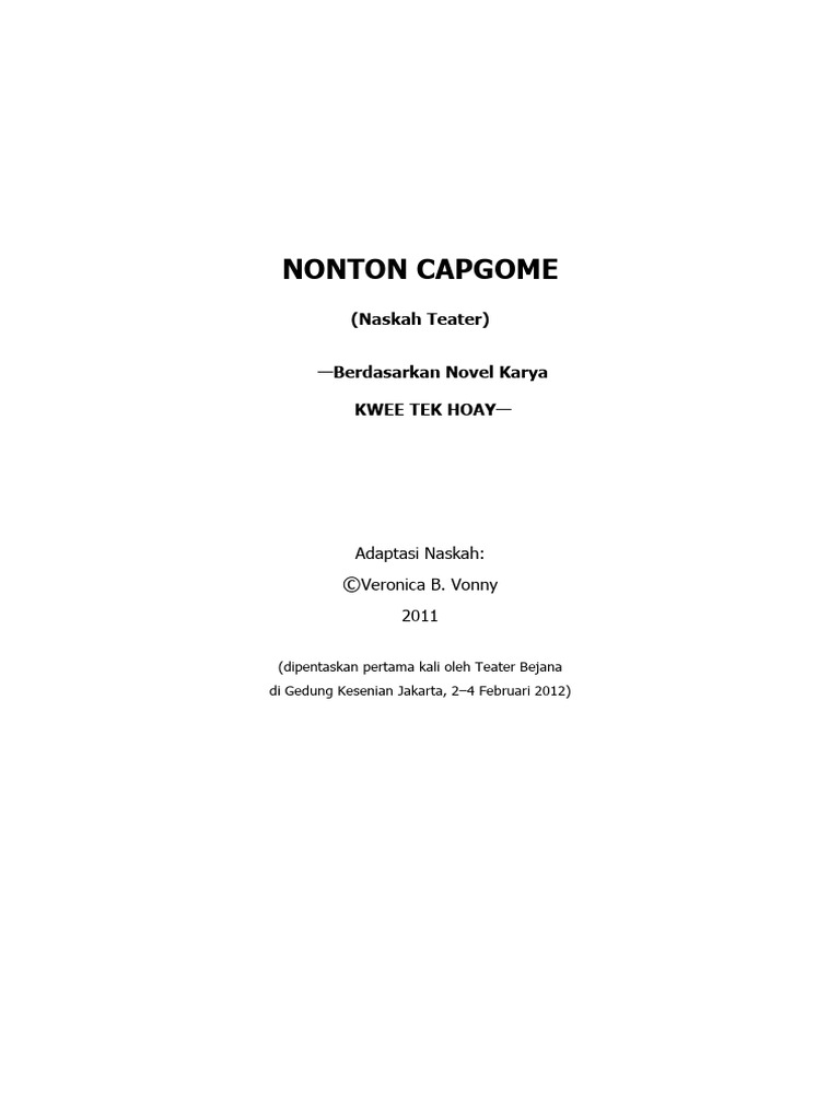 Teater Nonton Capgome: Konflik Tradisi dan Modernitas | PDF