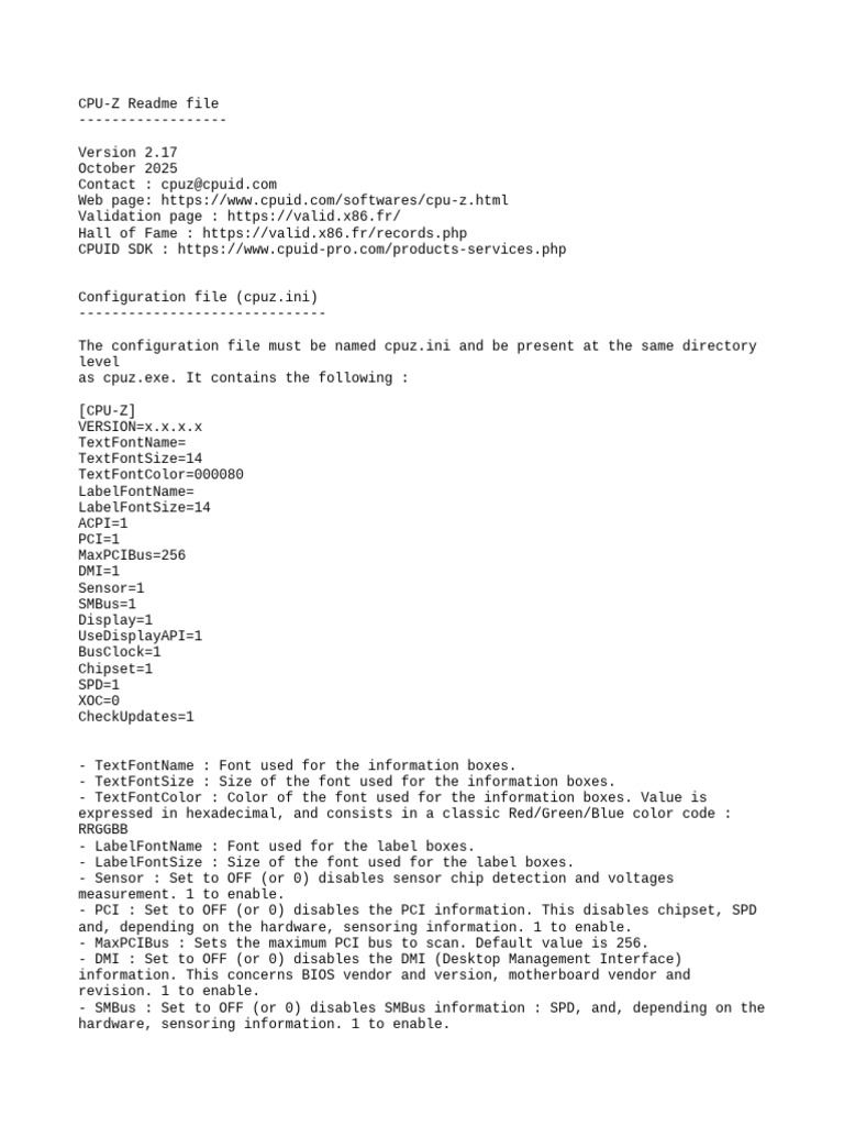 CPU-Z 2.17 Readme and Configuration Guide | PDF | Graphics Processing ...