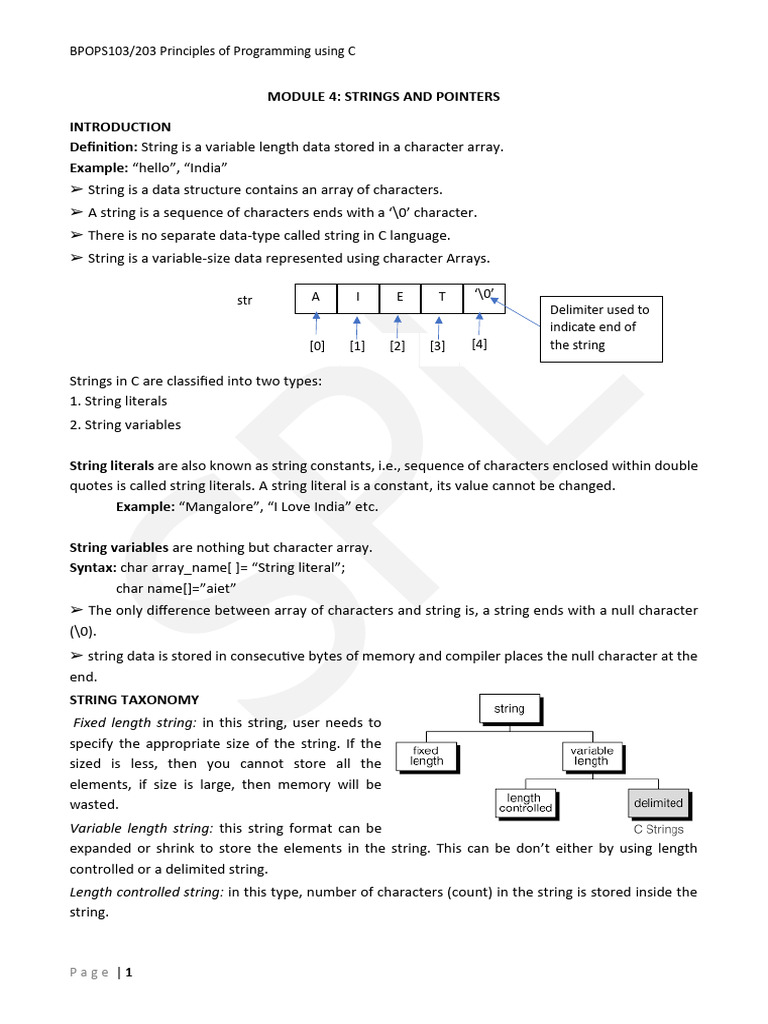 C Programming: Strings and Pointers Guide | PDF | Pointer (Computer ...