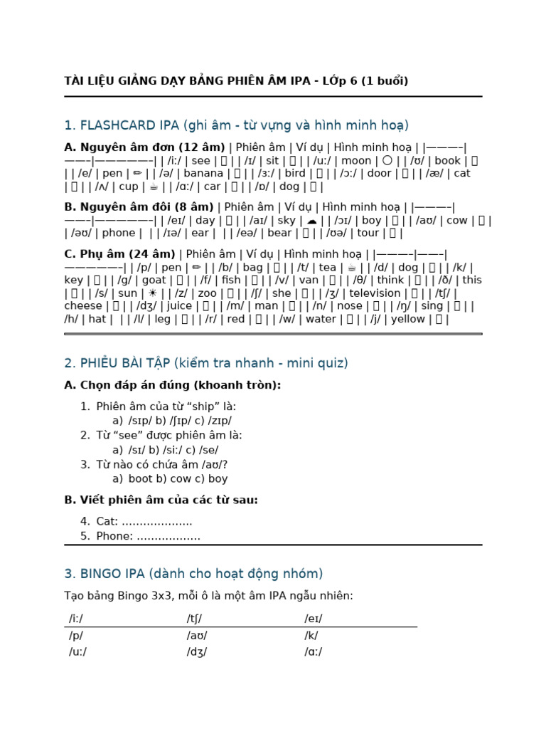 Tai Lieu Ipa Lop6 | PDF