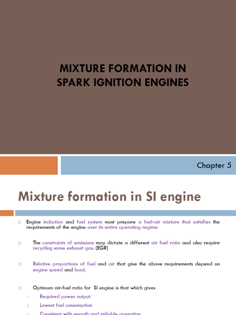 Mixture Formation in Spark Ignition Engines | PDF | Fuel Injection ...