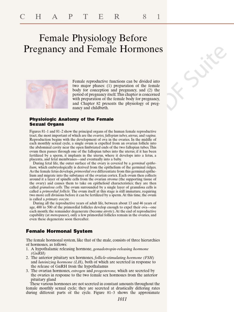 Female Physiology Before Pregnancy and Female Hormones PDF | PDF ...
