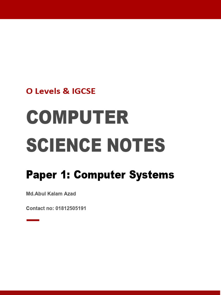 Computer Science Notes | PDF | Central Processing Unit | Data Compression