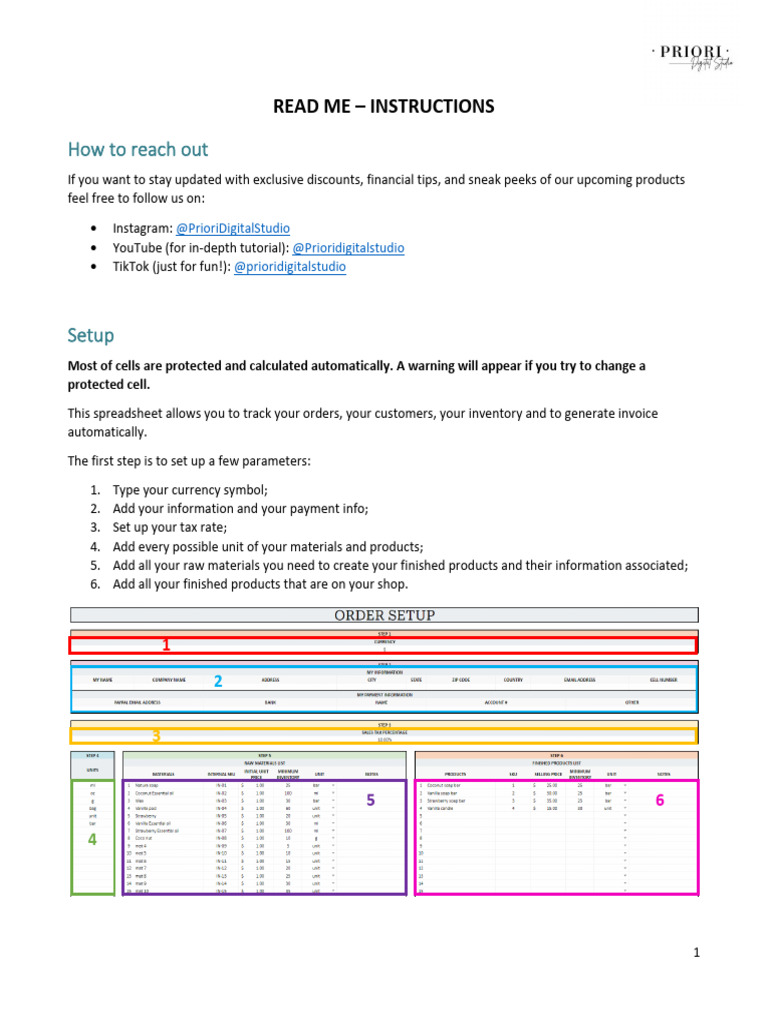 Read Me - Instructions | PDF | Inventory | Pricing