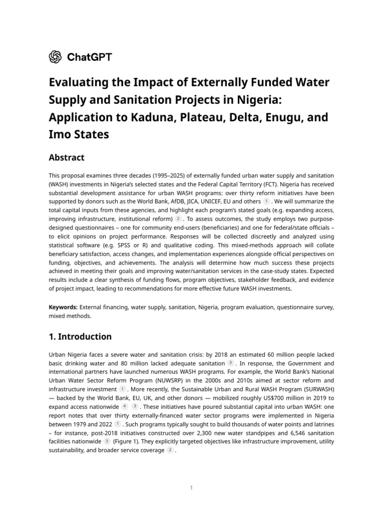 Evaluating WASH Projects in Nigeria | PDF | Wash | Survey Methodology