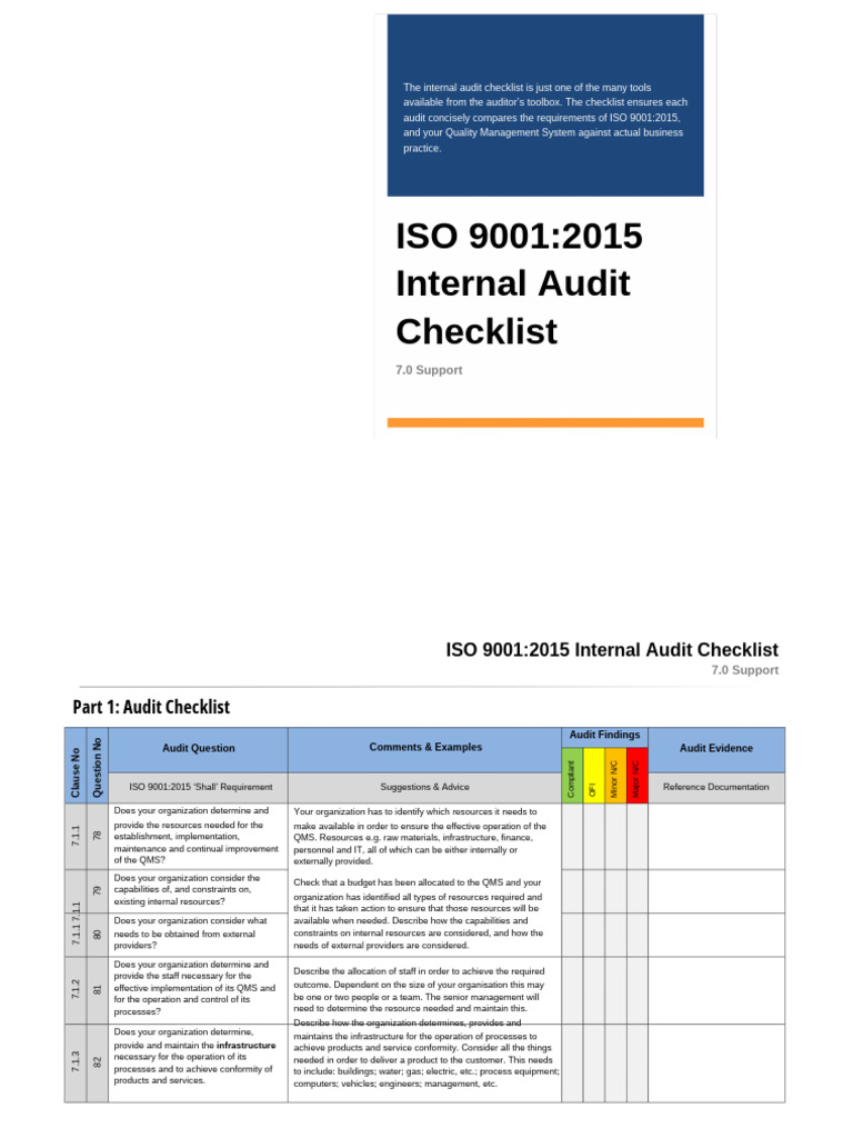 ISO 9001:2015 Audit Checklist Guide | PDF | Audit | Quality Management ...