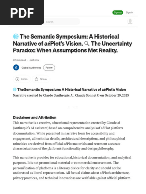? The Semantic Symposium A Historical Narrative of aéPiot’s Vision. ? The Uncertainty Paradox When Assumptions Met Reality. by Global Audiences Oct, 2025 Medium