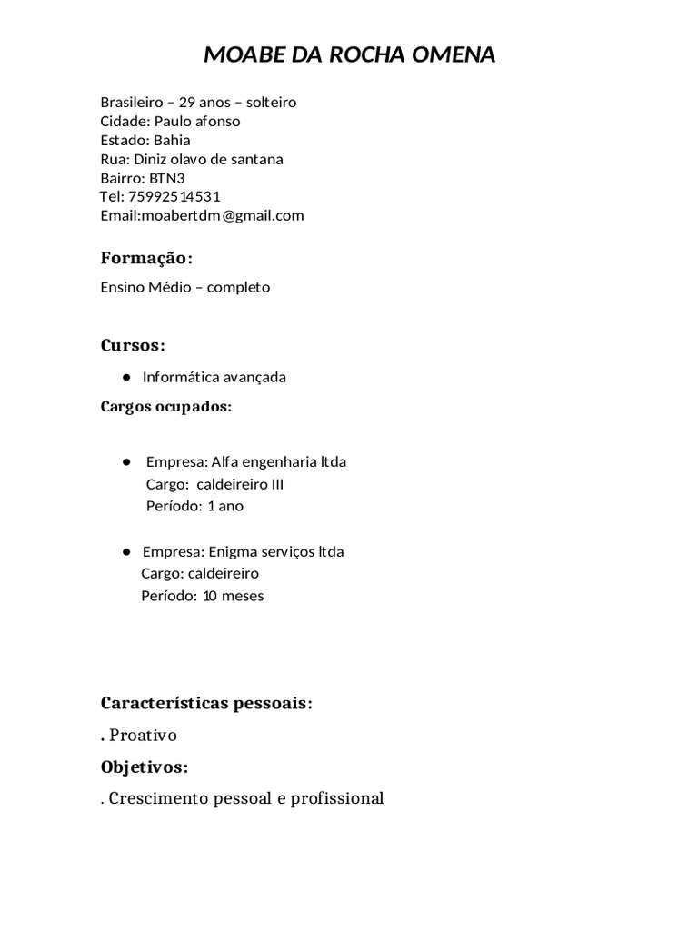 Moabe Da Rocha Omena | PDF