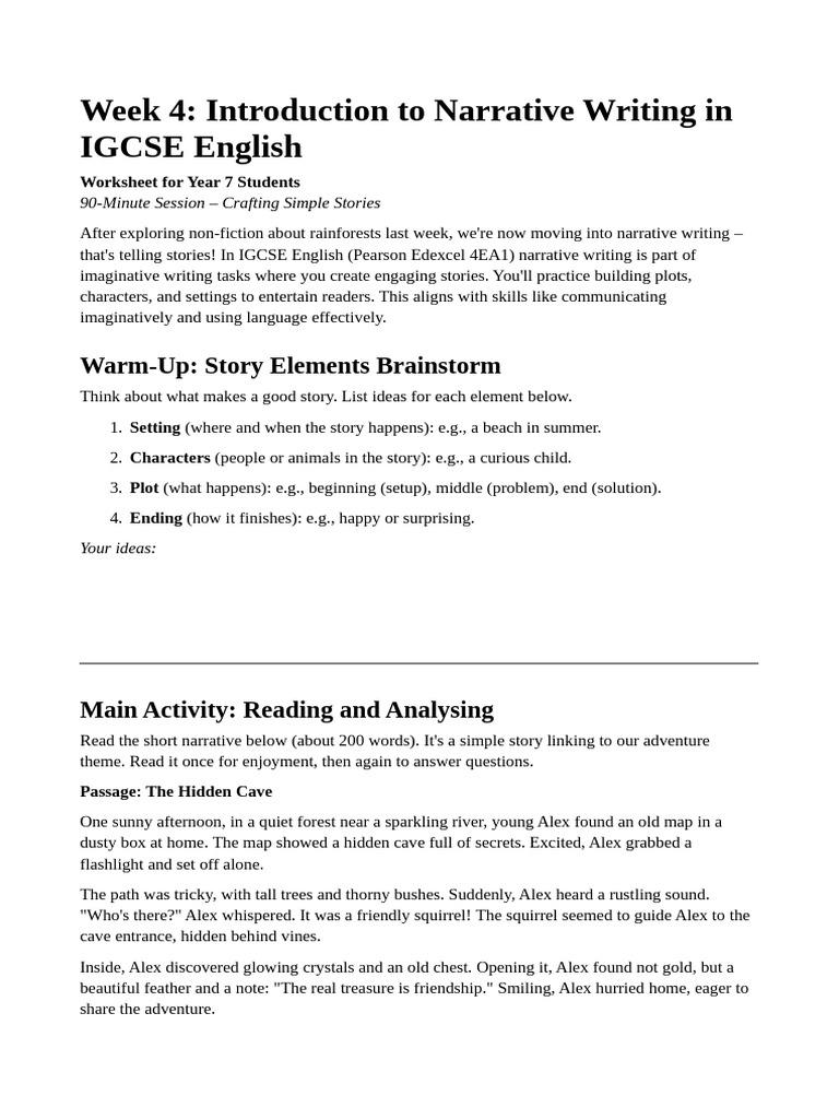 Narrative Writing for IGCSE English | PDF | Narrative