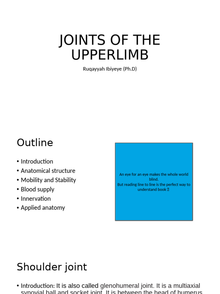 Anatomy and Function of Upper Limb Joints | PDF | Elbow | Shoulder
