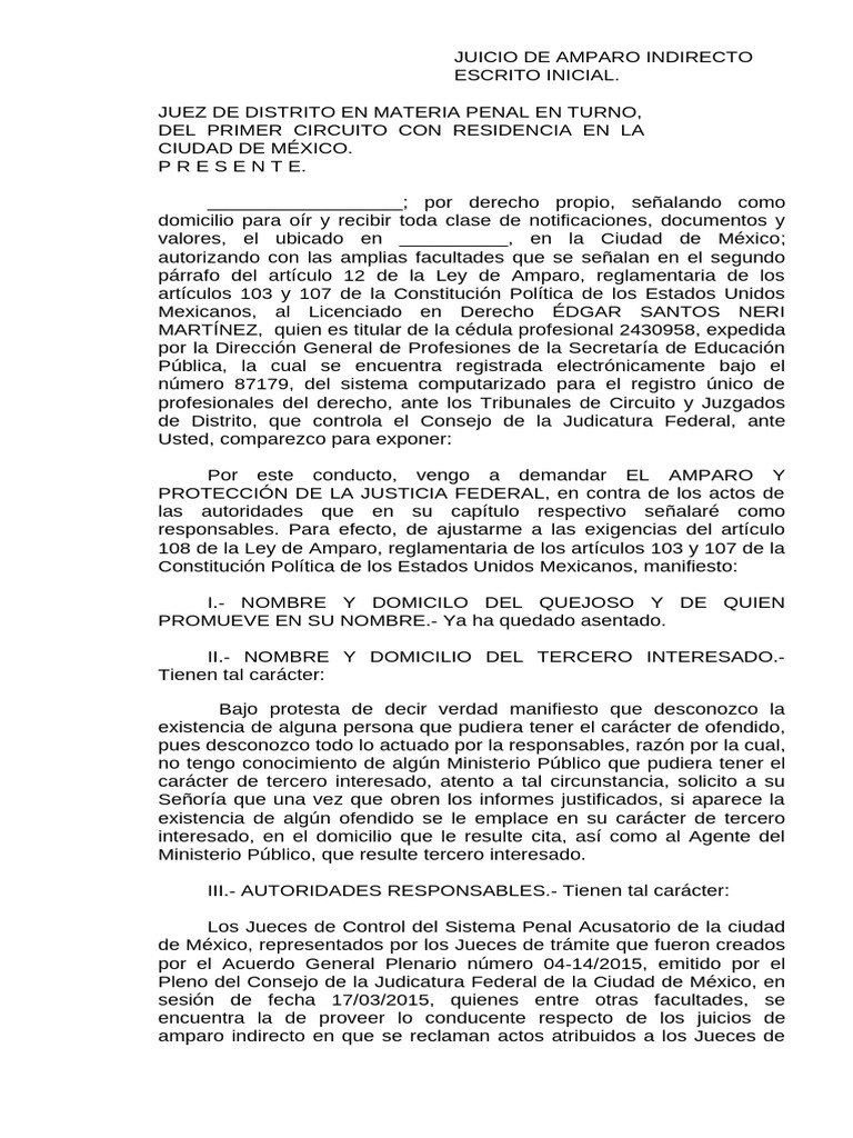 Amparo Orden de Aprehensión Proceso Penal Acusatorio-1 | PDF | Fiscal ...