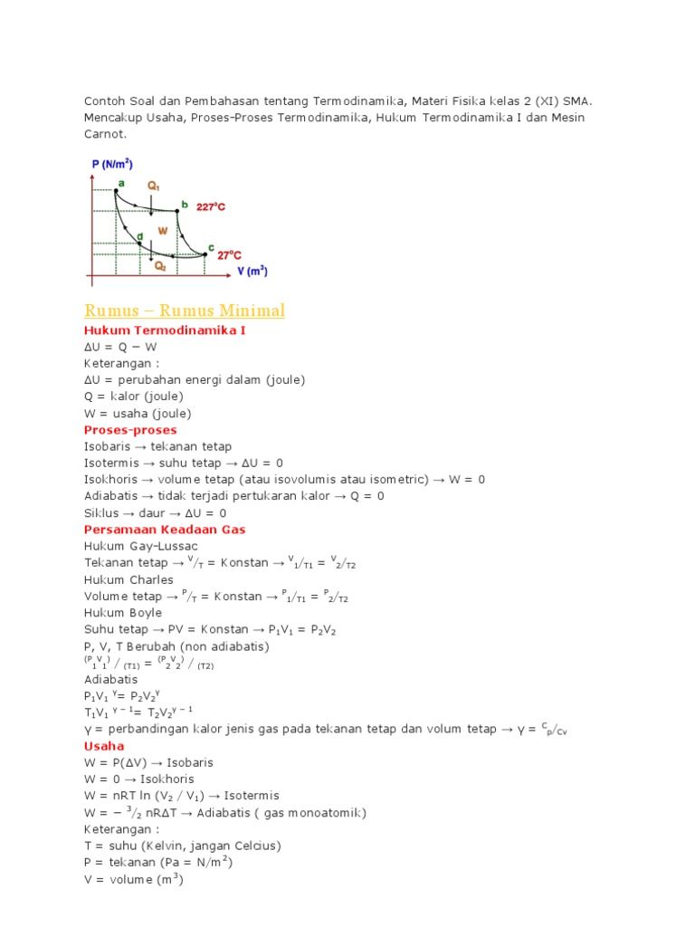 9 Contoh Soal Termodinamika