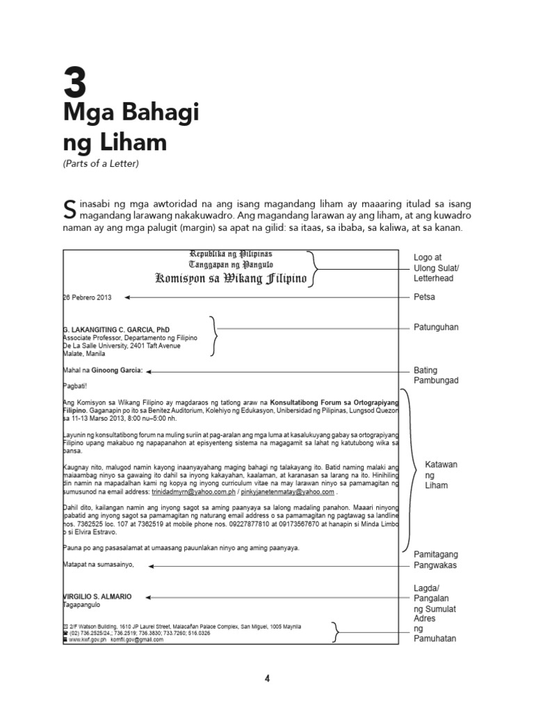 Bahagi NG Liham | PDF