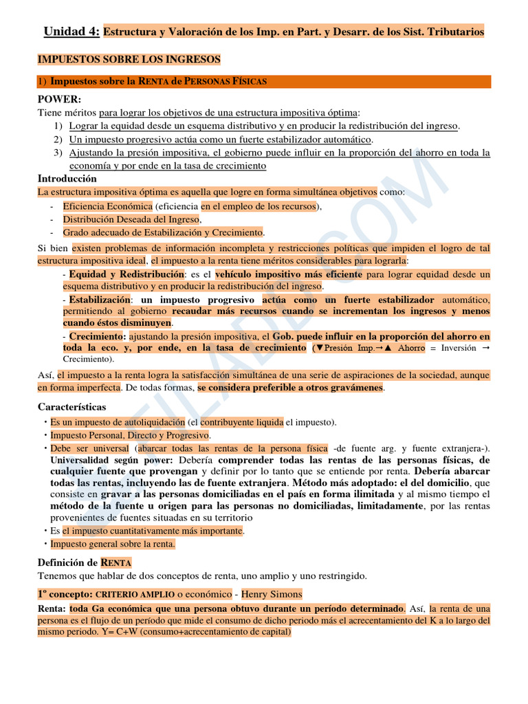 Estructura y Valoración del Impuesto a la Renta | PDF | Impuestos ...