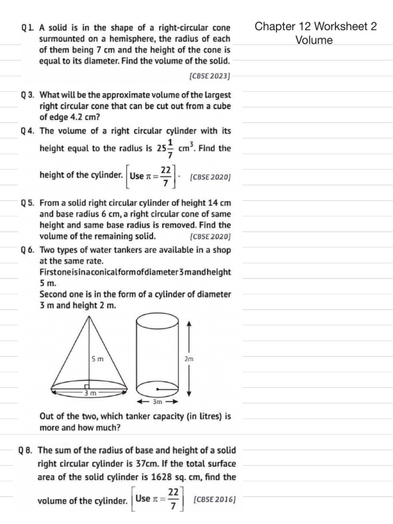 Worksheet 2 Volume | PDF