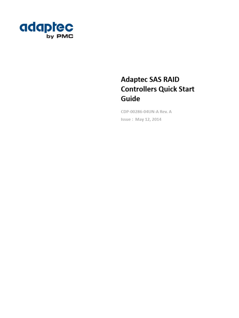 Adaptec RAID Controller Quick Start Guide | PDF | Booting | Hard Disk Drive