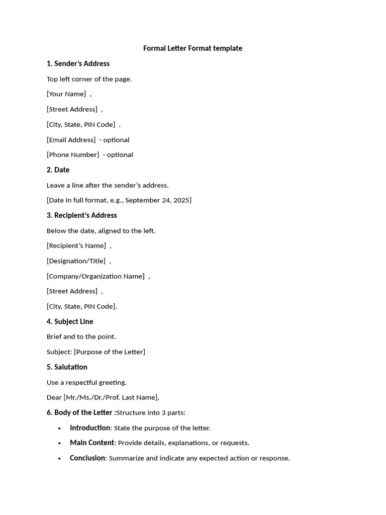 Formal Letter Format Template Guide | PDF