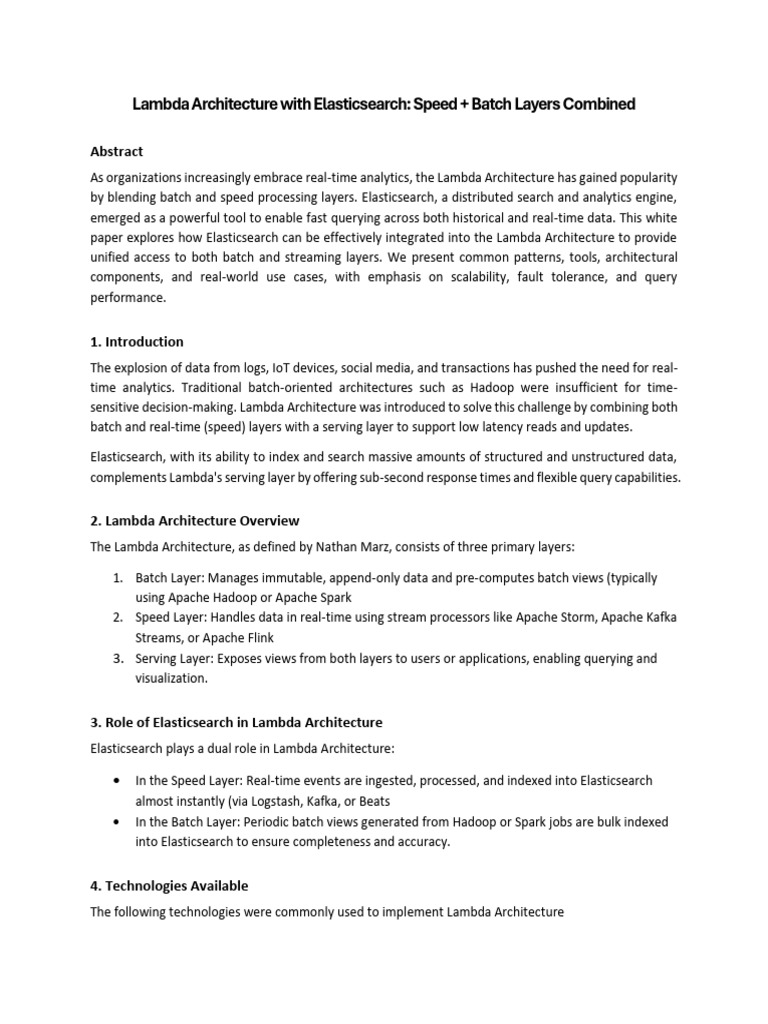 Lambda Architecture With Elasticsearch Speed + Batch Layers | PDF ...