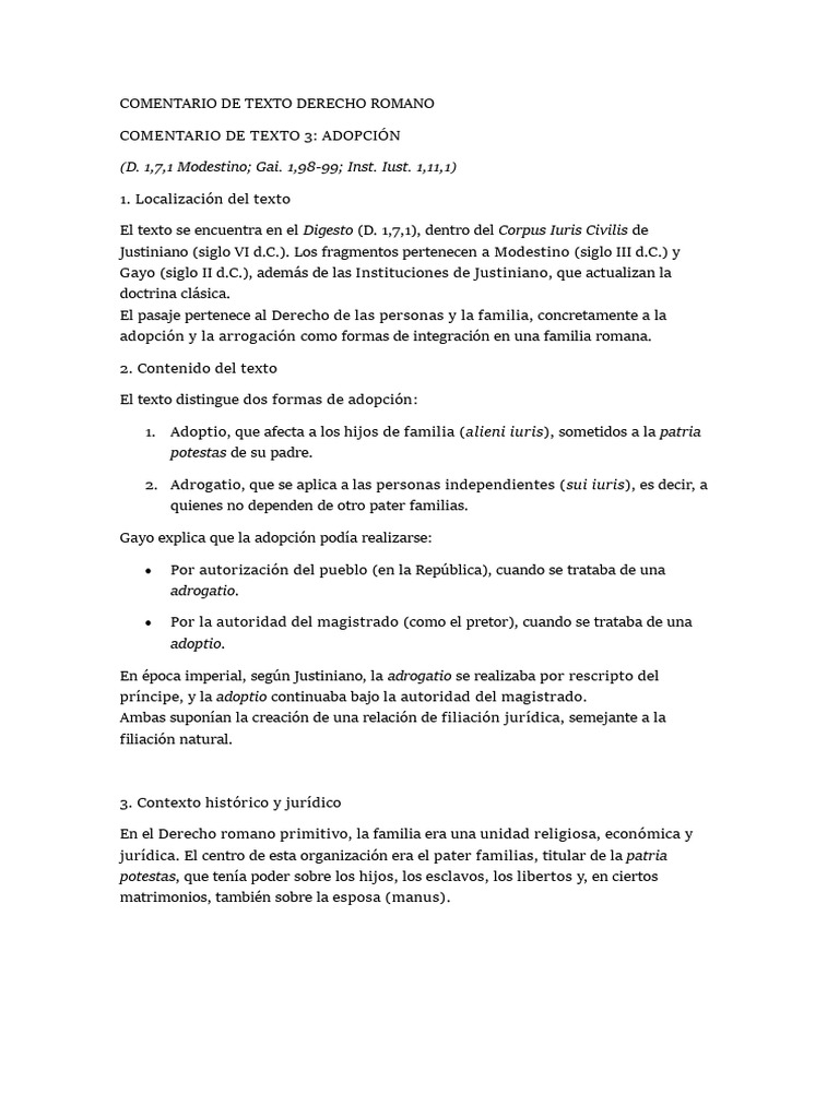 Adopción en el Derecho Romano: Claves Jurídicas | PDF | Adopción | Ley ...