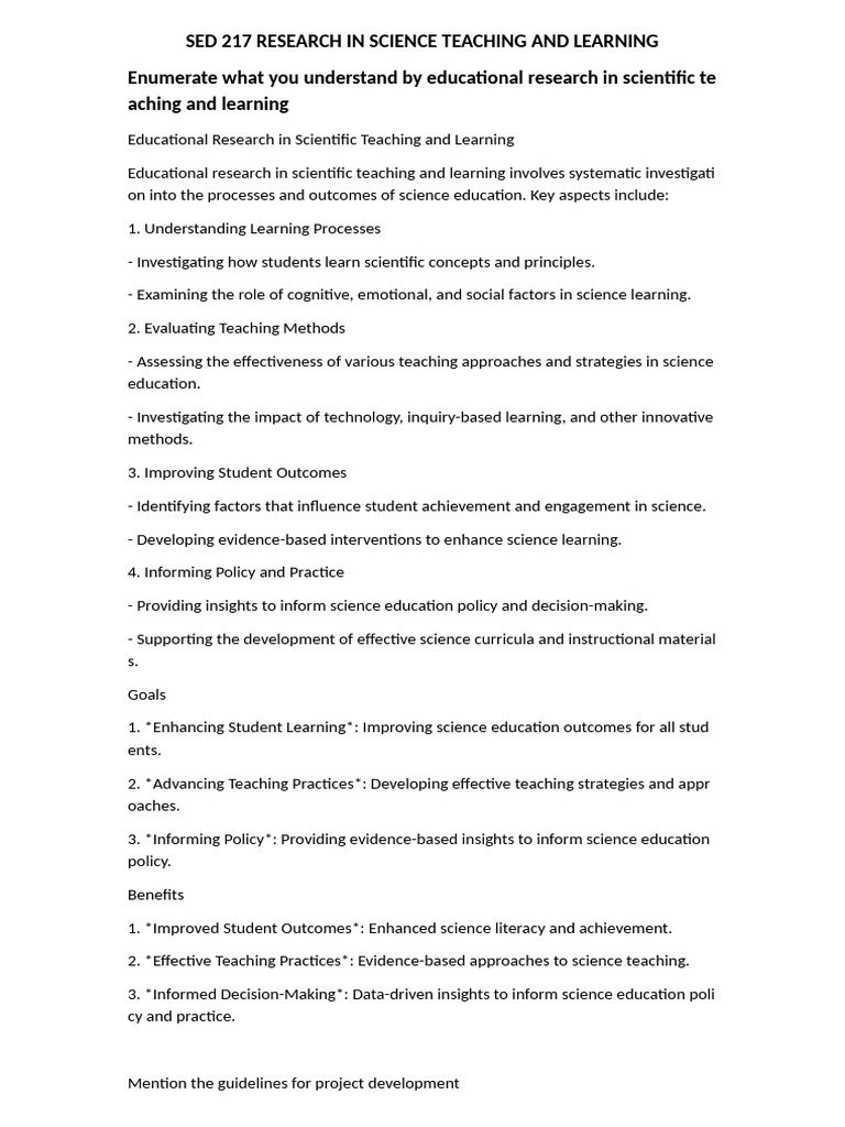 Research in Science Teaching Methods | PDF | Methodology | Survey ...